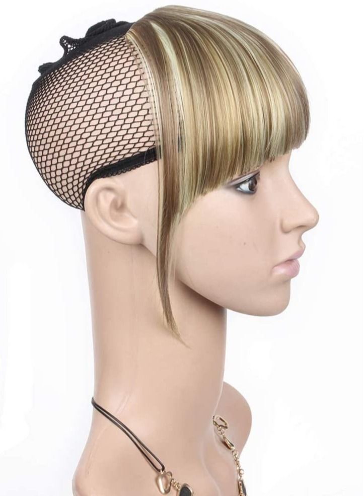 إستيل أطراف وصلات شعر مزينة بمشبك في الانفجارات 6 قطعة شعر قصيرة مستقيمة أمامية أنيقة بانغ وجهين أشقر 18H613 - Image 3