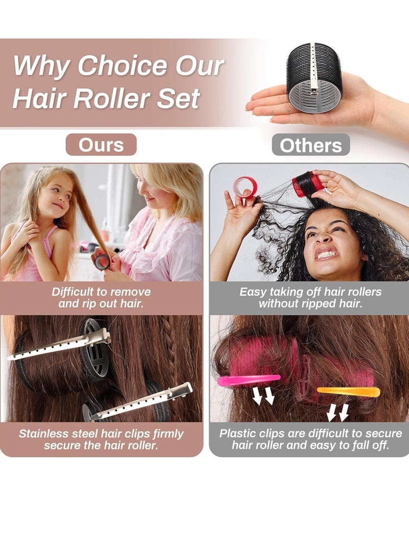 QIRRA 39Pcs Hair Rollers with Clips Set, Jumbo Self Grip Curlers in 3 Sizes (64/44/33mm) with Duckbill & No-Crease Clips, DIY Volume Hair Styling Kit for Long Short Medium Hair - Image 5