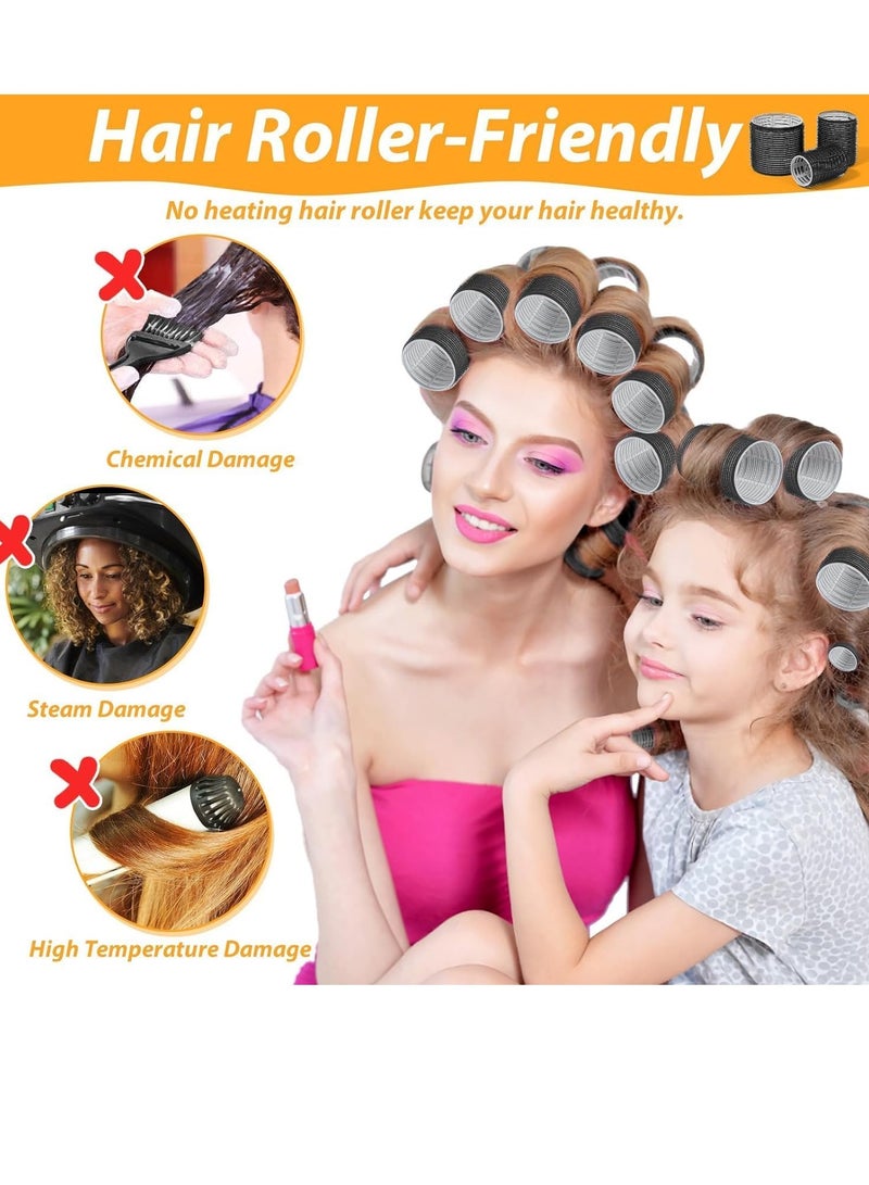 QIRRA 39Pcs Hair Rollers with Clips Set, Jumbo Self Grip Curlers in 3 Sizes (64/44/33mm) with Duckbill & No-Crease Clips, DIY Volume Hair Styling Kit for Long Short Medium Hair - Image 3