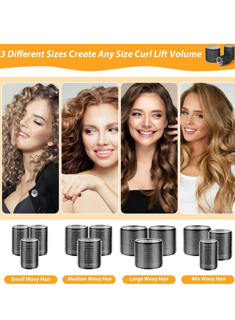 QIRRA 39Pcs Hair Rollers with Clips Set, Jumbo Self Grip Curlers in 3 Sizes (64/44/33mm) with Duckbill & No-Crease Clips, DIY Volume Hair Styling Kit for Long Short Medium Hair - Image 4