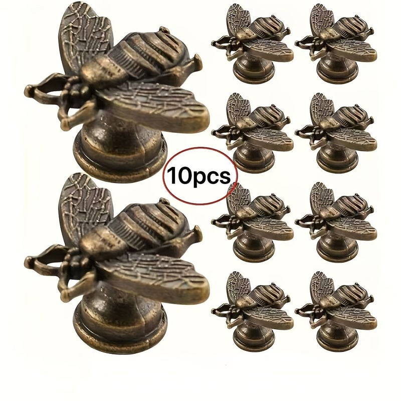 10 Pack Vintage Bee Cabinet Handles Polished Zinc Alloy Drawer Pulls With Exquisite Bee Design Durable Stylish Ideal For Home Decor Kitchen Hardware - Image 3