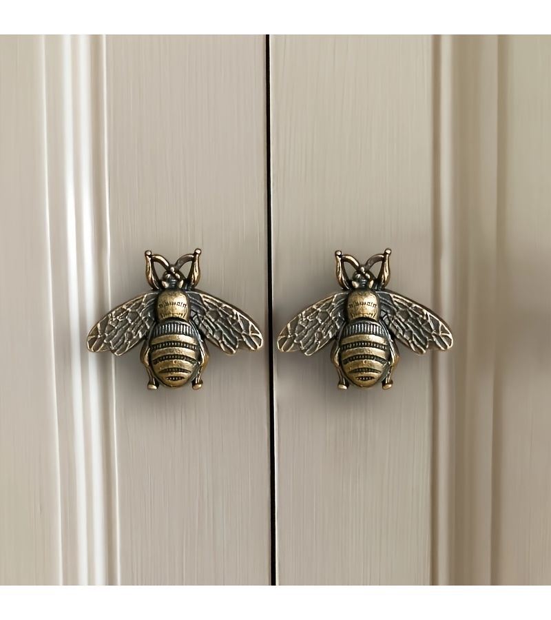 10 Pack Vintage Bee Cabinet Handles Polished Zinc Alloy Drawer Pulls With Exquisite Bee Design Durable Stylish Ideal For Home Decor Kitchen Hardware - Image 1