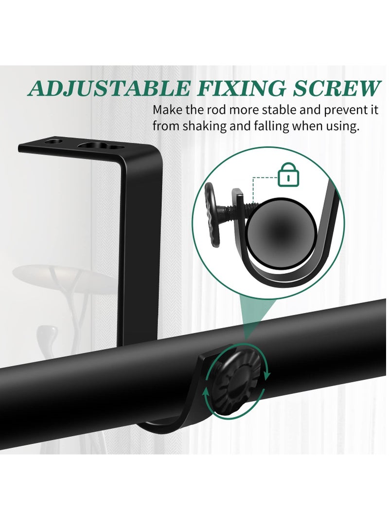 Ceiling Curtain Rod Bracket, Heavy Duty Curtain Rod Holders, Black 4 Pack Ceiling Curtain Rods Hooks Hangers Fit for 3/4 to 9/10 Inch Drapery Poles - Image 3