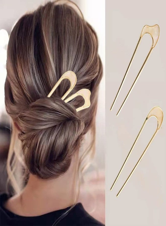 metulip 3 Pack U-Shaped Hair Pins French Hair Pin Bun Hair Sticks Chignon Gold Hair Pins for Women Hair Accessories - Image 3