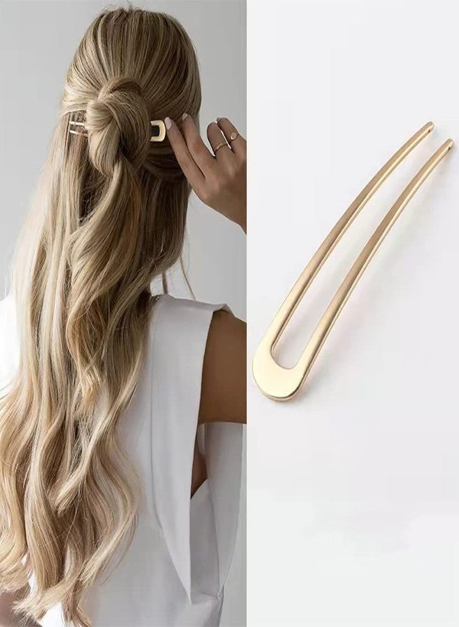 metulip 3 Pack U-Shaped Hair Pins French Hair Pin Bun Hair Sticks Chignon Gold Hair Pins for Women Hair Accessories - Image 4