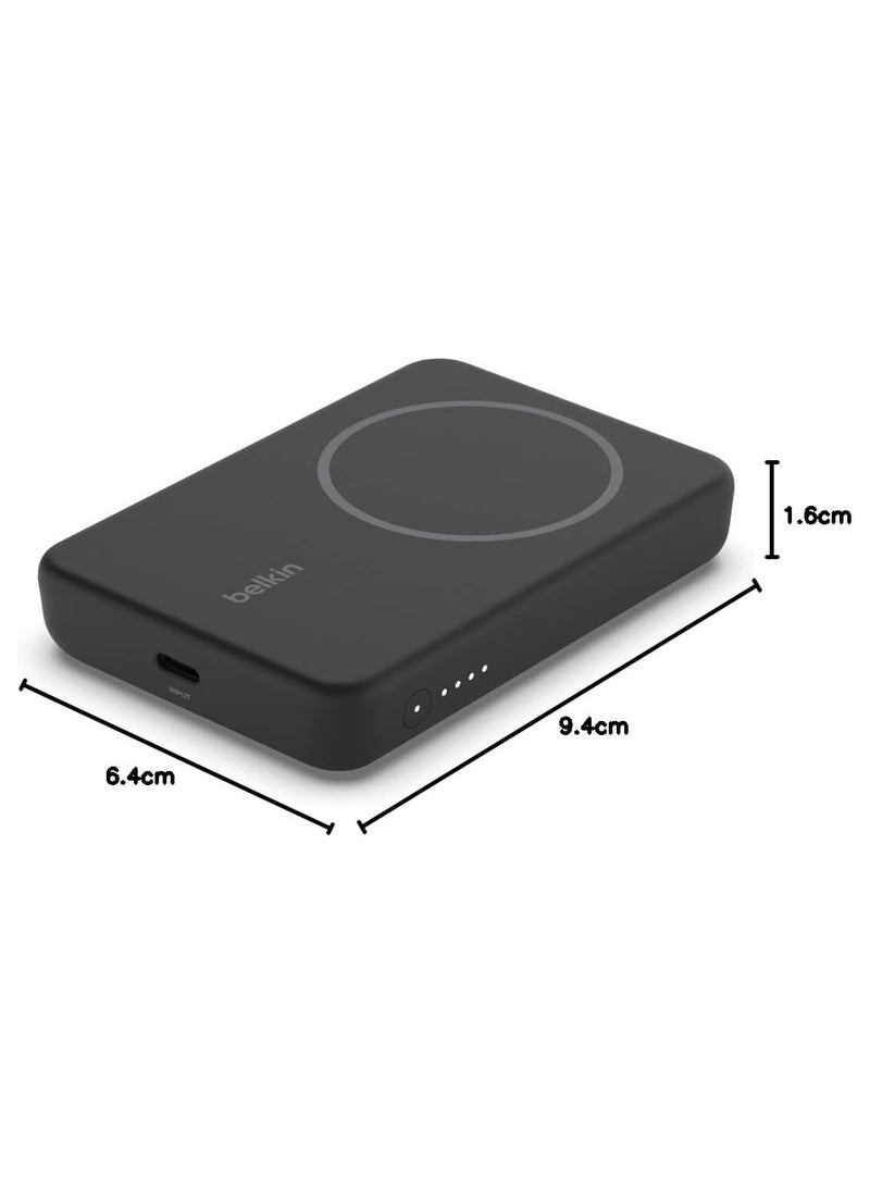 Generic - Belkin 5000mAh Magnetic Wireless Power Bank, Portable Charger Compatible with MagSafe, Battery Pack with 7.5W Output, 10W Input and Kickstand, Compatible with iPhone 16, 15, 14, 13, 12 Series - Black - Image 1