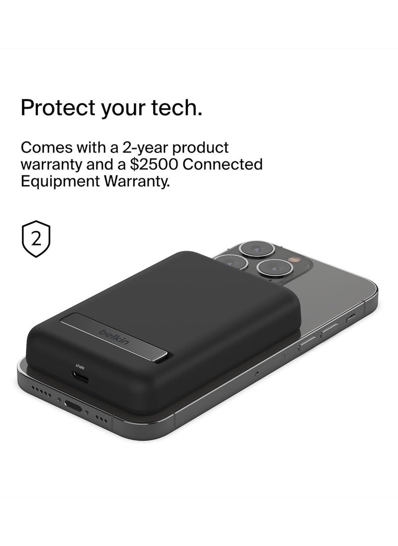 Generic - Belkin 5000mAh Magnetic Wireless Power Bank, Portable Charger Compatible with MagSafe, Battery Pack with 7.5W Output, 10W Input and Kickstand, Compatible with iPhone 16, 15, 14, 13, 12 Series - Black - Image 1
