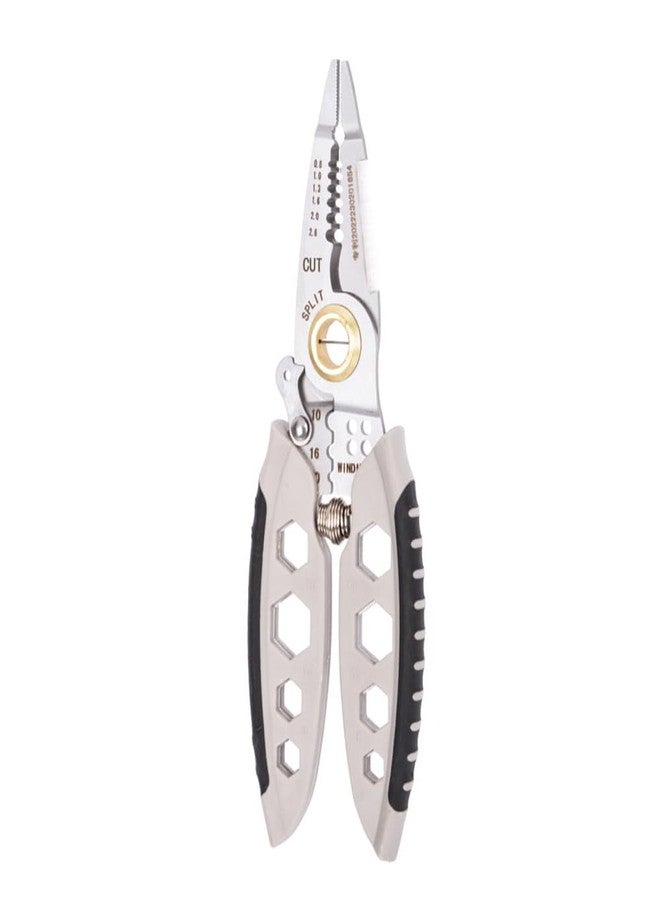 Eacam 7 Inch Multi-Function Wire Stripper Professional 22-10 AWG Wire Stripping Tool Portable Cable Cutter Crimping Pliers with Wrench Function Self-Locking Button - Image 1