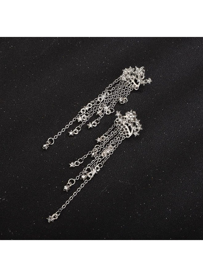 Denifery Shining Stars Tassel Earrings Hanging Exquisite Earrings,For Women (Silver) - Image 4