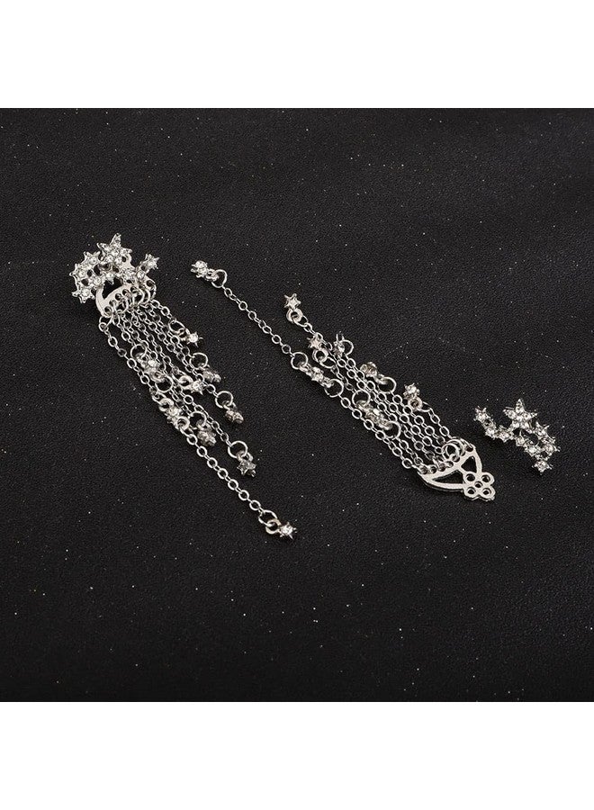 Denifery Shining Stars Tassel Earrings Hanging Exquisite Earrings,For Women (Silver) - Image 5