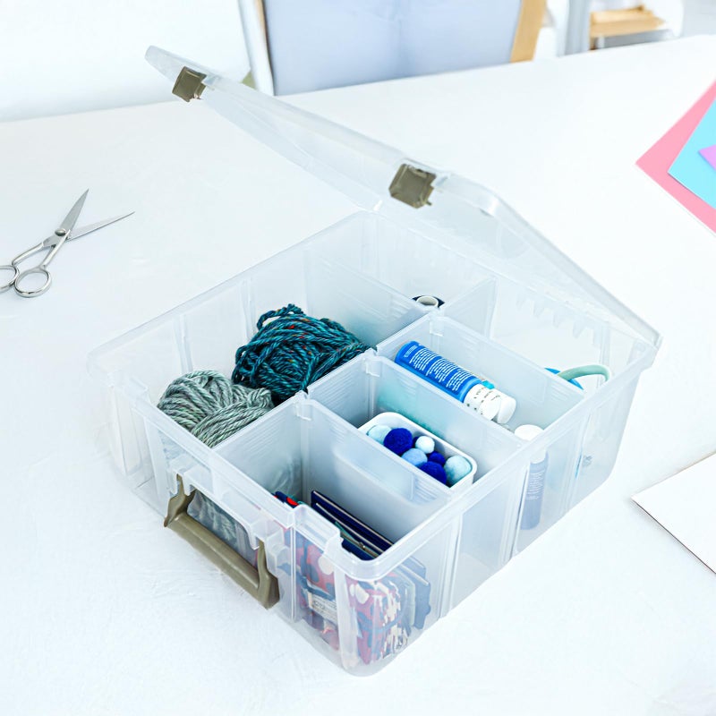ArtBin 6990AB Super Satchel Double Deep Compartment Box - Art Storage with 8 Removable Compartments, Smart Closure for Craft Supplies (Gold- Pack of 1) - Image 3