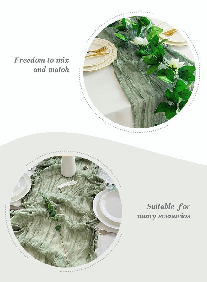 Translucent Table Runner Chessian Tablecloth for Wedding Reception Bridal Shower Party Decoration Table Centerpiece 90*300CM Green - Image 4