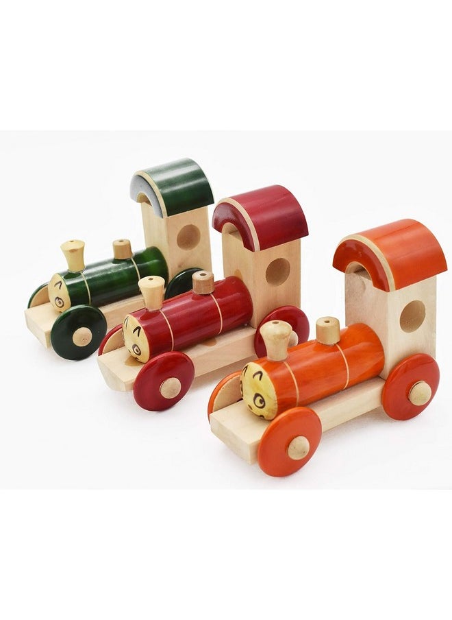 Smartcraft - Smartcraft Handmade Wooden Engine Pull Along Toy Orange Color and Eco-Friendly Train Toy for Kids - Image 1