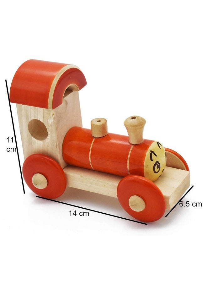 Smartcraft - Smartcraft Handmade Wooden Engine Pull Along Toy Orange Color and Eco-Friendly Train Toy for Kids - Image 1