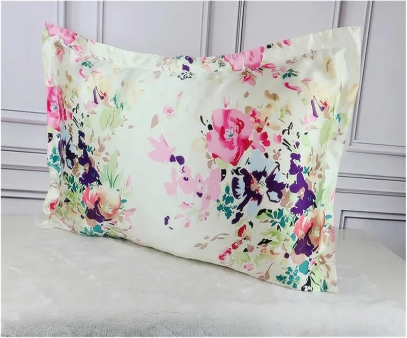 Silk Pillowcase Mulberry Silk 19mm Satin Silk Printed Pillowcases Pillow Cases Envelope Closure Standard Queen King(Color-11,51x66cm) - Image 3