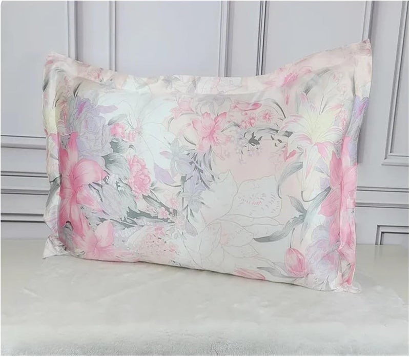 Silk Pillowcase Mulberry Silk 19mm Satin Silk Printed Pillowcases Pillow Cases Envelope Closure Standard Queen King(Color-11,51x66cm) - Image 5