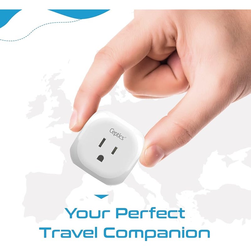 Ceptics Israel, Palestine Travel Plug Adapter - Type H - 5 Input with 20W PD-QC 3.1A Dual USB-C and USB - Light Weight - Perfect for Cell Phones, Laptops, Camera Chargers and More (PTU-14), White - Image 4
