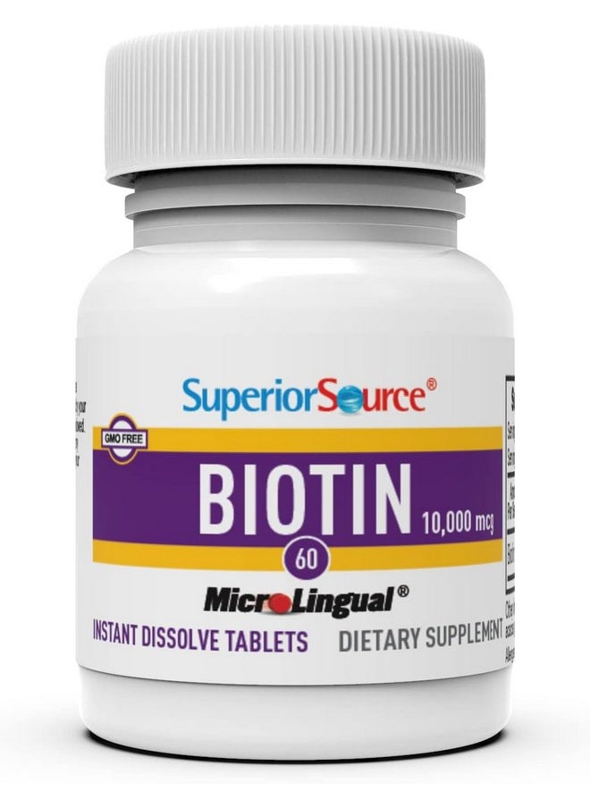 Superior Source Superior Source Biotin 10,000 mcg - Daily Supplement Supports Hair Health & Growth - Natural Biotin Supplement Aids Healthy Nails & Skin - 60 Sublingual Dissolving Tablets  - Image 3