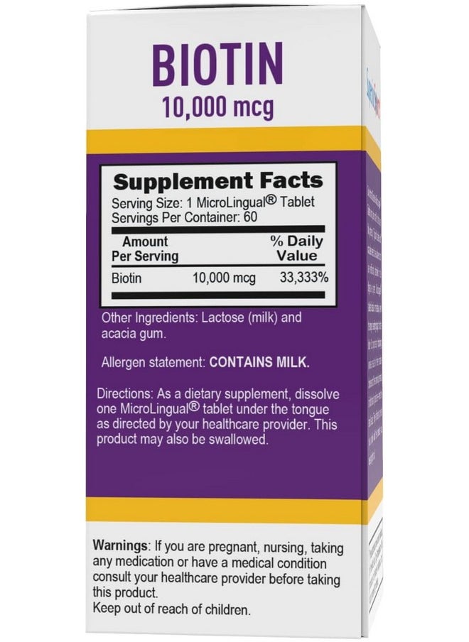 Superior Source Superior Source Biotin 10,000 mcg - Daily Supplement Supports Hair Health & Growth - Natural Biotin Supplement Aids Healthy Nails & Skin - 60 Sublingual Dissolving Tablets  - Image 4