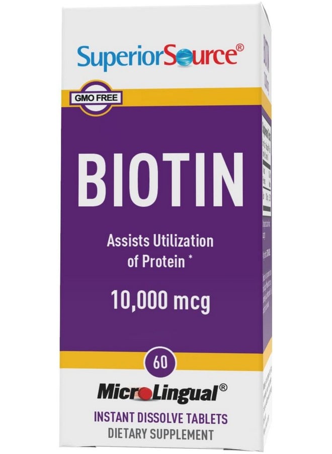 Superior Source Superior Source Biotin 10,000 mcg - Daily Supplement Supports Hair Health & Growth - Natural Biotin Supplement Aids Healthy Nails & Skin - 60 Sublingual Dissolving Tablets  - Image 5