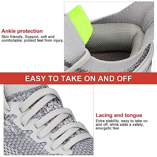 Abboos Womens Walking Tennis Shoes - Slip On Memory Foam Casual Lightweight Sneakers for Gym Travel Work Grey Size 8.5 - Image 5