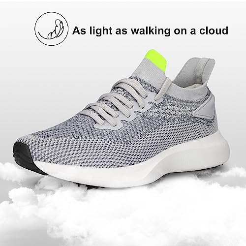 Abboos Womens Walking Tennis Shoes - Slip On Memory Foam Casual Lightweight Sneakers for Gym Travel Work Grey Size 8.5 - Image 4