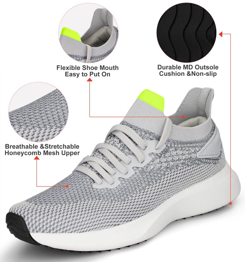 Abboos Womens Walking Tennis Shoes - Slip On Memory Foam Casual Lightweight Sneakers for Gym Travel Work Grey Size 8.5 - Image 3