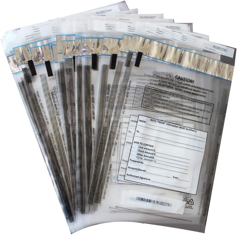 zmybcpack 100 Pack Clear FREEZFraud Deposit Bags, Tamper-Evident Bags, Security Bank Pocket, 9 x 12 Inches - Image 1