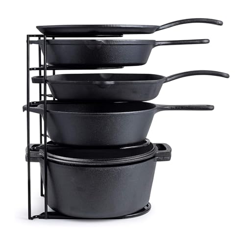 Cuisinel Pots and Pans Organizer Rack  60 to 100LBS Capacity Extremely Heavy Duty  8mm Thick  Made in India  MatteBlack 159Tall 5Tier Space Saving Kitchen Cookware Storage