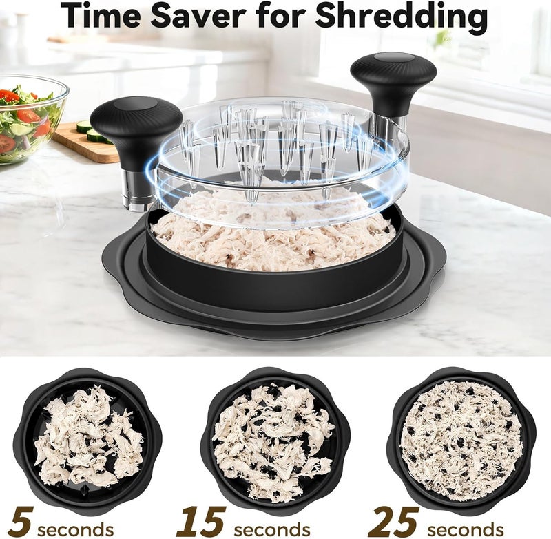 ukeetap 10" Pro Chicken Shredder Tool Twist Large for Kitchen, BPA-Free Food-Safe Meat Grinder, Visible Chicken Breast Meat Shredder with Strong Anti-Slip Bottom & Ergonomic Handle, Black - Image 3