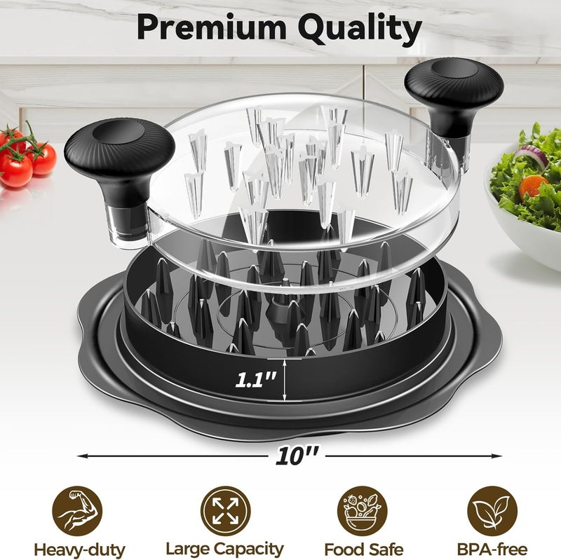 ukeetap 10" Pro Chicken Shredder Tool Twist Large for Kitchen, BPA-Free Food-Safe Meat Grinder, Visible Chicken Breast Meat Shredder with Strong Anti-Slip Bottom & Ergonomic Handle, Black - Image 2