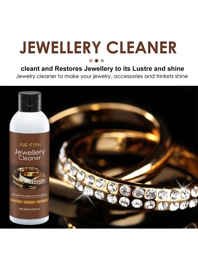 JUE-FISH Jewelry Cleaner—Jewelry Cleaner Solution for Diamond, Gold, Silver, Gemstones, Best Extra Concentrated Formula Silver Jewelry Cleaner For Sonic And Ultrasonic Jewelry Cleaner Solution 100ML - Image 2