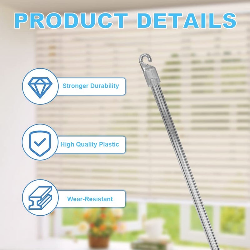 SNOMEL 2 Pieces 12 Inches Blind Wand  Window Blind Tilt Rod  Vertical Wand Control Handle Stick  Clear Blind Tilt Wand Replacement with Hook and Grip  Blinds Opener Accessory - Image 3
