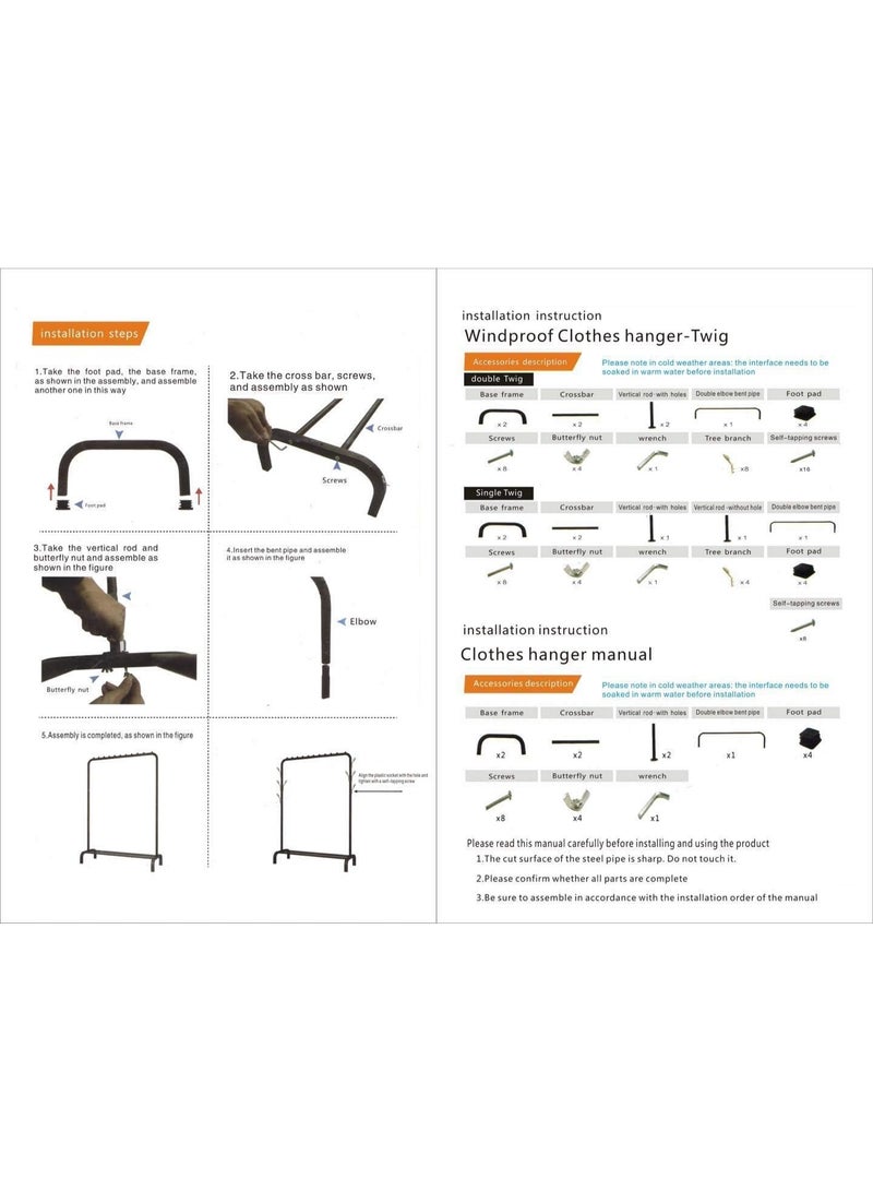 Durable Movable Clothes Rack with Wardrobe Hanger and Clothes Storage Holder 120*44*150 - Image 2