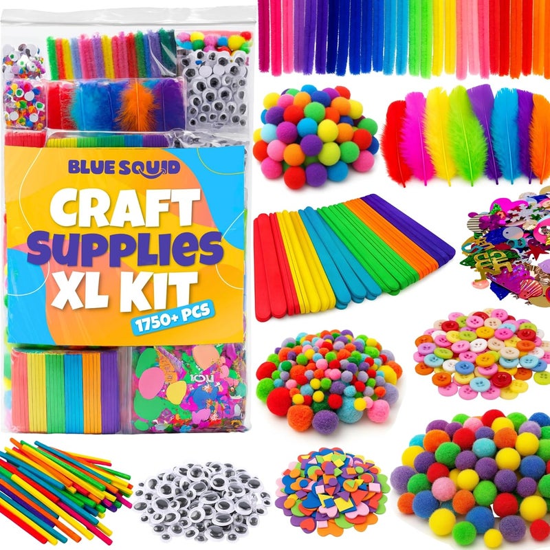 Blue Squid 1750+pcs Craft Kits for Kids, Ages 3-9 Girl Boys Gifts Arts and Crafts for Kids Craft Kits Toys for 3-9 Year Old Girls Boys Birthday Presents Gifts Crafts for 4-10 Year Olds - Image 1