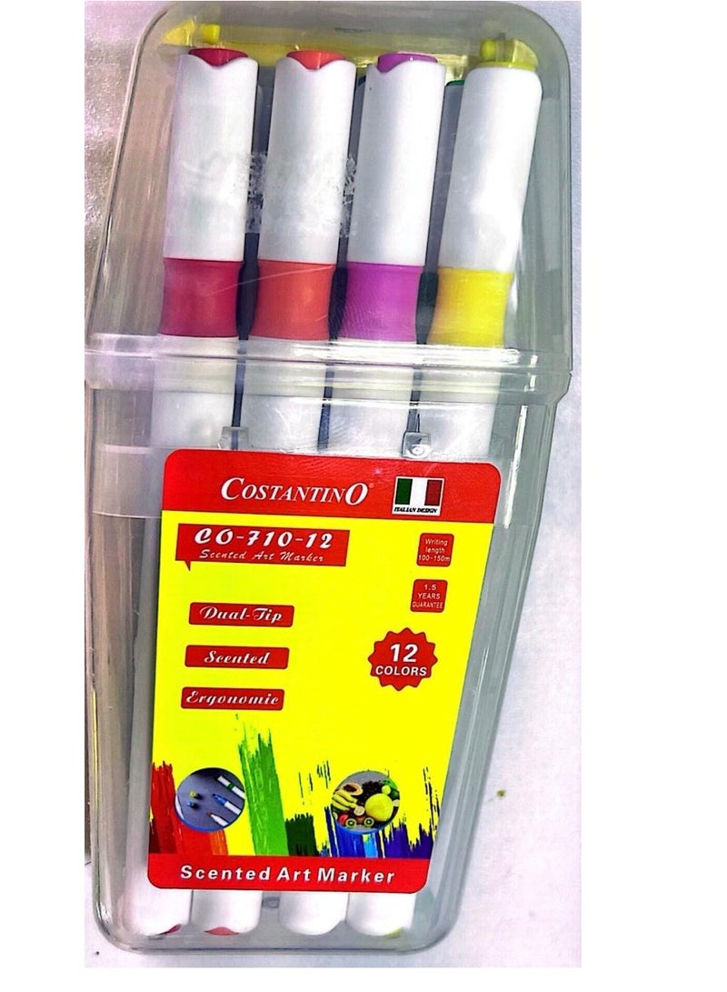 Costantino Dual Tip Scented Art Markers Multicolor Pack Of 12 - Image 1