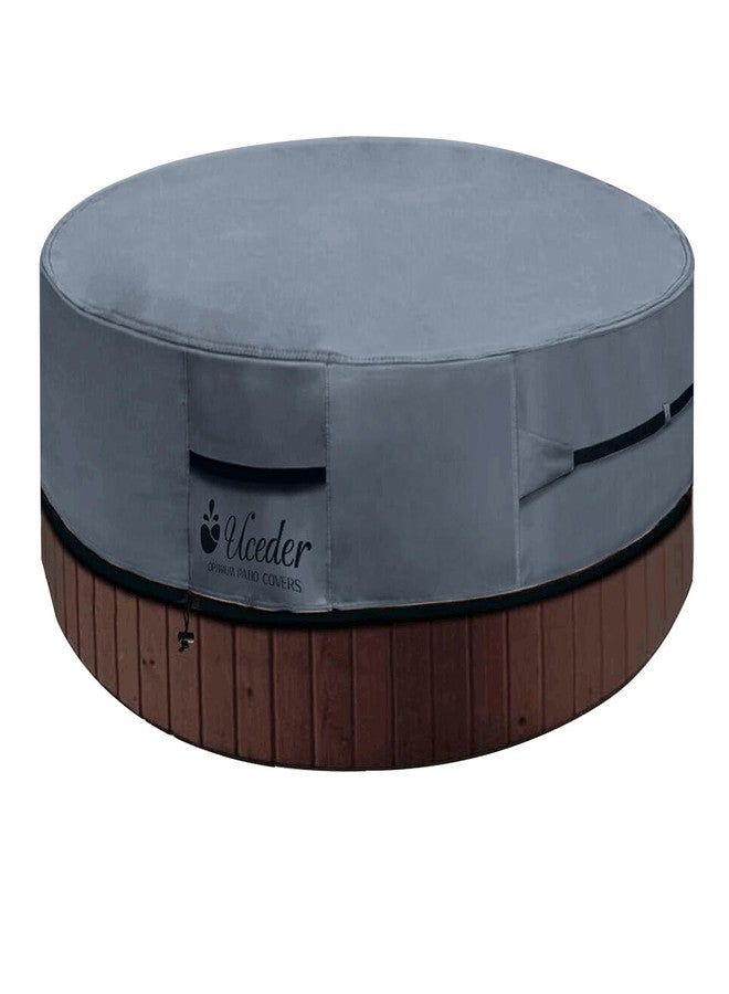 UCEDER Round Waterproof Hot Tub Cover -Outdoor Spa Cover Cap(Actual Size 85''x20'' Fit 83''x 20'') 600D Heavy Duty Polyester Hot Tub Cover Protector(Dark Gray) - Image 1