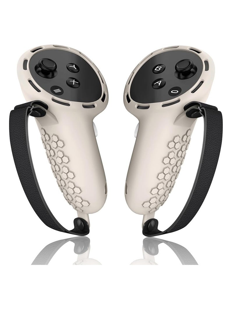 SYOSI Controller Grips for Oculus Quest 3 Comfortable Silicone Cover with Controller Hand Straps 2Pcs Rocker Cap and Joystick Protection Reserve Precise Hole Positions Starlight  - Image 1