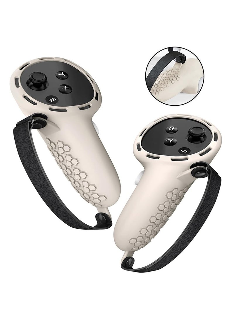 SYOSI Controller Grips for Oculus Quest 3 Comfortable Silicone Cover with Controller Hand Straps 2Pcs Rocker Cap and Joystick Protection Reserve Precise Hole Positions Starlight  - Image 4
