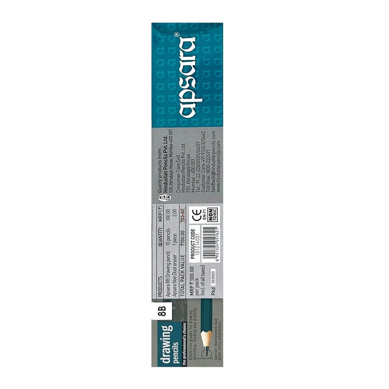 Apsara Apsara Drawing Pencils 8B Special Impregnated Lead Extra Smoothness While Using Useful For Drawing Sketching Shading And Drafting Superior Lead Quality Pack Of 10 Ink Black - Image 2