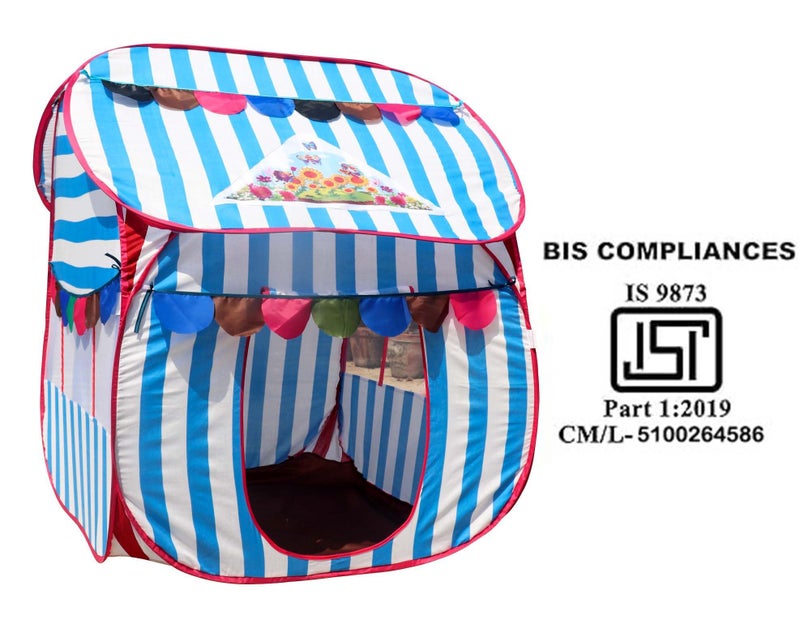 Homecute Foldable Pop Up Hut Type Kids Toys Play Tent House for Boys and Girls (Medium Size Sky Blue-White) - Image 2