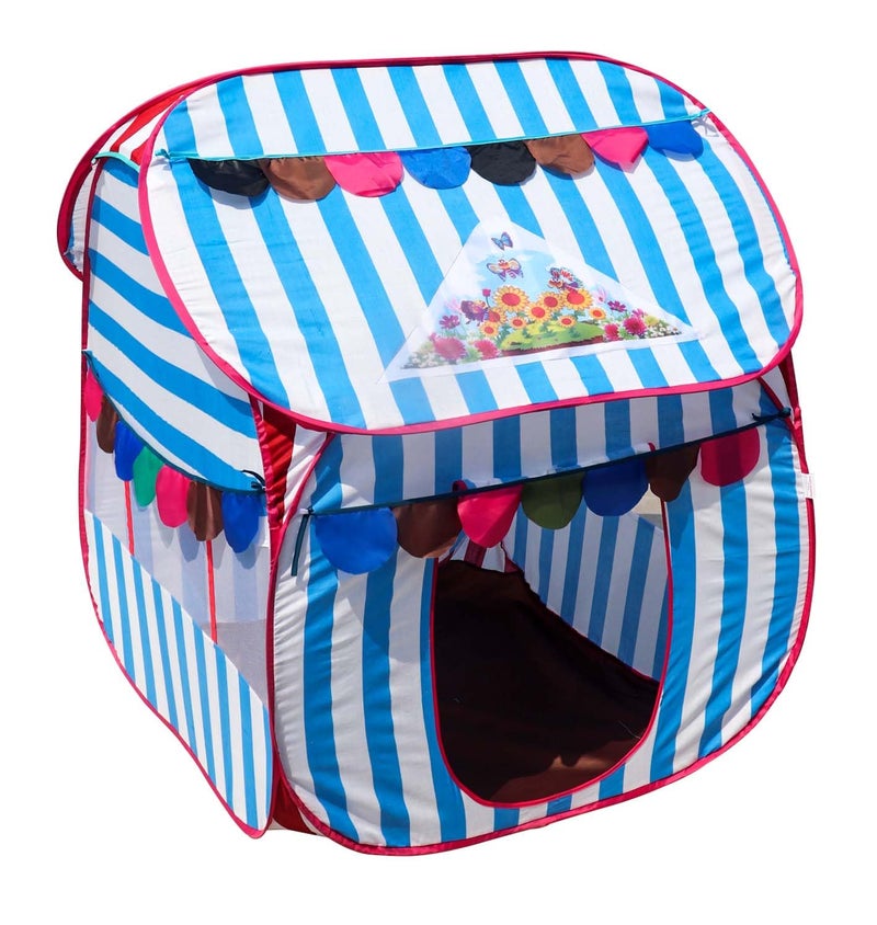 Homecute Foldable Pop Up Hut Type Kids Toys Play Tent House for Boys and Girls (Medium Size Sky Blue-White) - Image 1