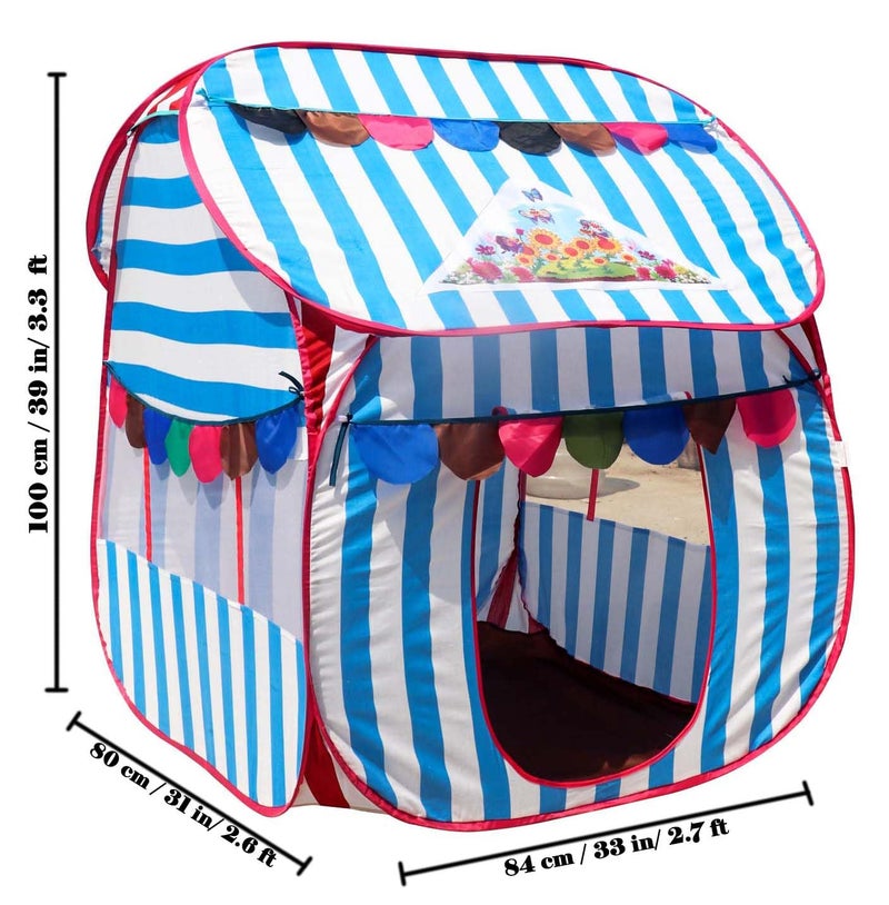 Homecute Foldable Pop Up Hut Type Kids Toys Play Tent House for Boys and Girls (Medium Size Sky Blue-White) - Image 4
