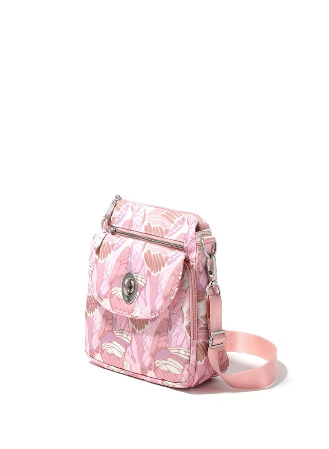 Baggallini Women's Calais Crossbody Bag, Pink Butterfly Print - Image 2