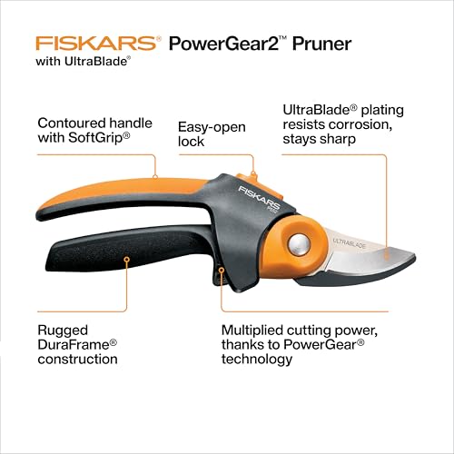Fiskars Pruning Shears, PowerGear2 Technology Multiplies Power, Rolling Handle for Ease of Use, 3/4-Inch Cut Capacity Bypass Pruner, UltraBlade Coating and SoftGrip, Garden and Yard Tools - Image 2