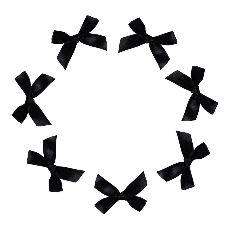 Andiker 50 Pieces Satin Ribbon Bows with Adhesive Tape Single Sided Satin Bow 5CM x 5CM for Gift Packing DIY Craft Wedding Decoration Card Making Sewing Embelishments Black