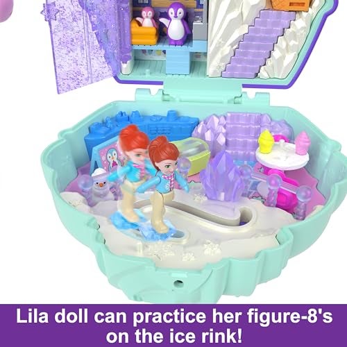 Polly Pocket دمى وبلاي سيت بولي بوكيت، كومباكت البطريق الثلجي الحلو مع 13 ملحق، لعبة سفر مع تصميم خارجي مريح - Image 3
