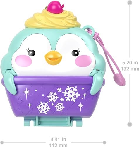 Polly Pocket دمى وبلاي سيت بولي بوكيت، كومباكت البطريق الثلجي الحلو مع 13 ملحق، لعبة سفر مع تصميم خارجي مريح - Image 5