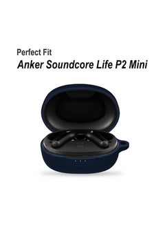 ماركة غير محددة جراب حمل من السيليكون متوافق مع Anker Soundcore Life P2 Mini ، غطاء محمول مقاوم للخدش ومقاوم للصدمات مع حلقة تسلق (أزرق كحلي)  - Image 2