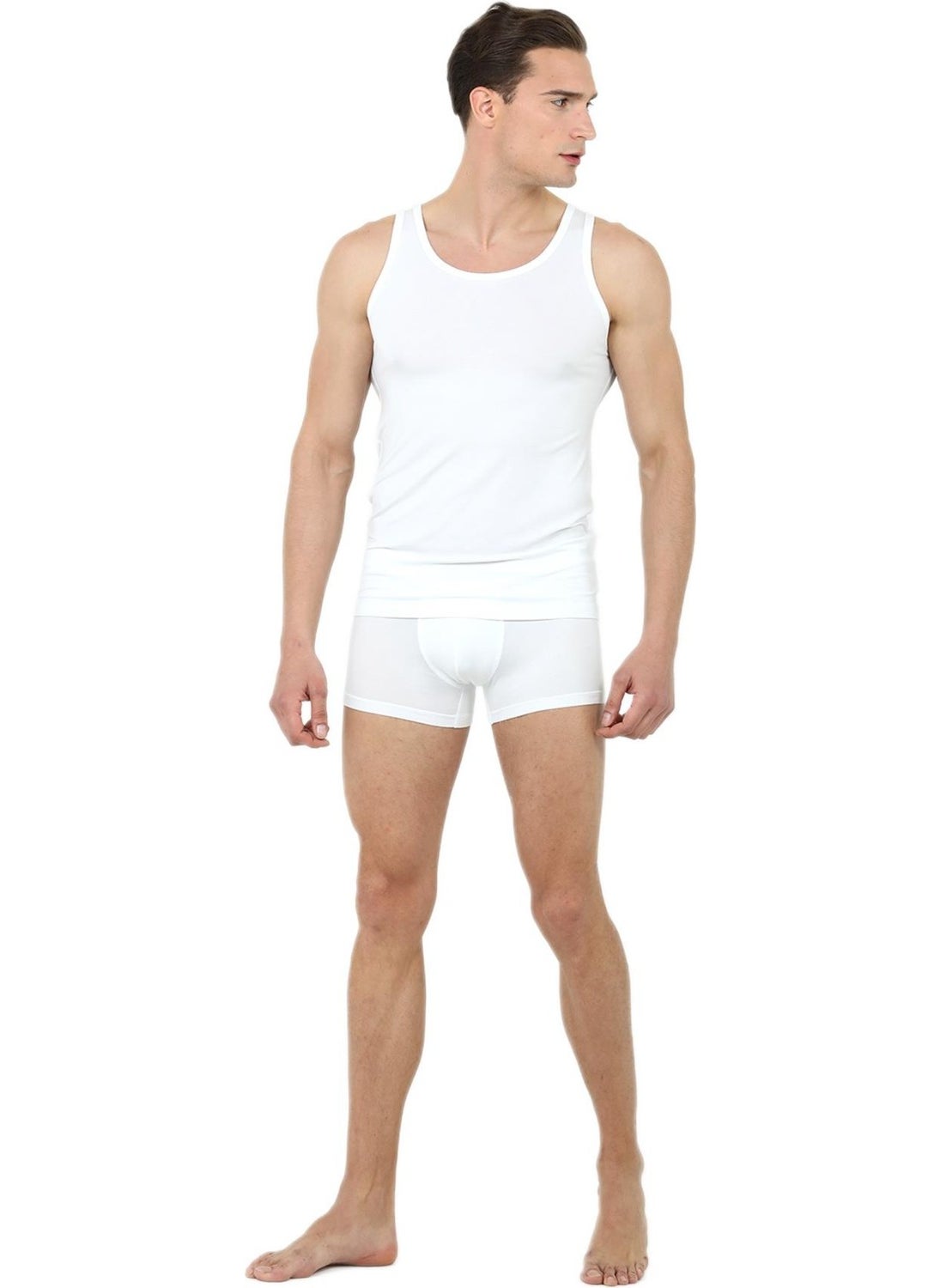 D'S DAMAT - D'S Groom Men's White Modal Undershirt Boxer Set 220301 - Image 1